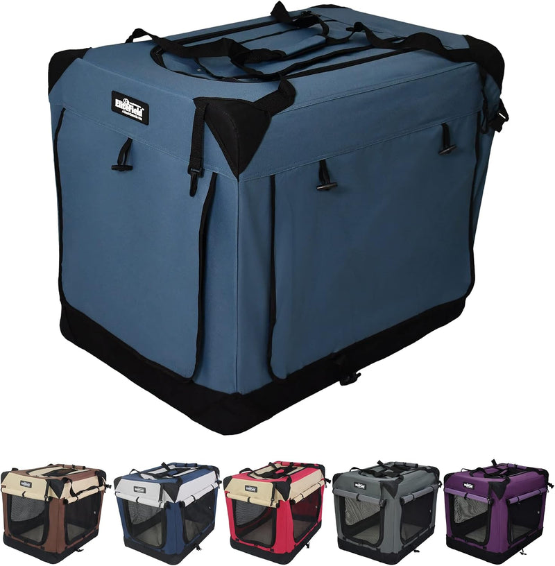EliteField 4-Door Folding Soft Dog Crate with Curtains (2-Year Warranty)