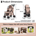 YYW Double Pet Stroller Foldable 2 Carriages Cup Holder Lockable Khaki