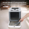Foldable Enclosed Cat Litter Box with Lid, for Kitten to Medium, Gray-White