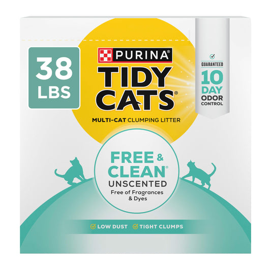 Purina Tidy Cats Free and Clean Unscented Clumping Cat Litter with Odor Control - 38 lb. Box