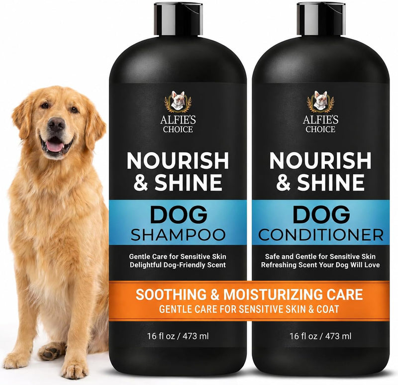 ALFIE'S CHOICE Dog Shampoo and Conditioner Set | 16 fl oz Each | Lavender & Rosemary with Biotin | for Itchy, Dry & Sensitive Skin | Detangling & Moisturizing for All Breeds & Puppies | Made in USA