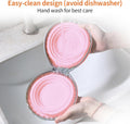 PawSailor Collapsible Dog Bowls, 2-in-1 Pet Portable Travel Double Bowl Water Food Feeder Traveling Camping & Walking 25oz Pink
