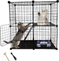 2 Tier Cat Cage Indoor,Removable Metal Kitten Cages Detachable Ferret Playpen Portable DIY Small Animals Collapsible Hou
