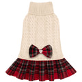 KYEESE Dog Sweater Knitwear Dog Sweaters for Small Dogs Girl Soft Turtleneck Pet Sweater Dress Thick Dogs Clothes with Bowtie Stretchy Cat Sweaters Warm Pullover Pet Coats for Cold Weather Winter