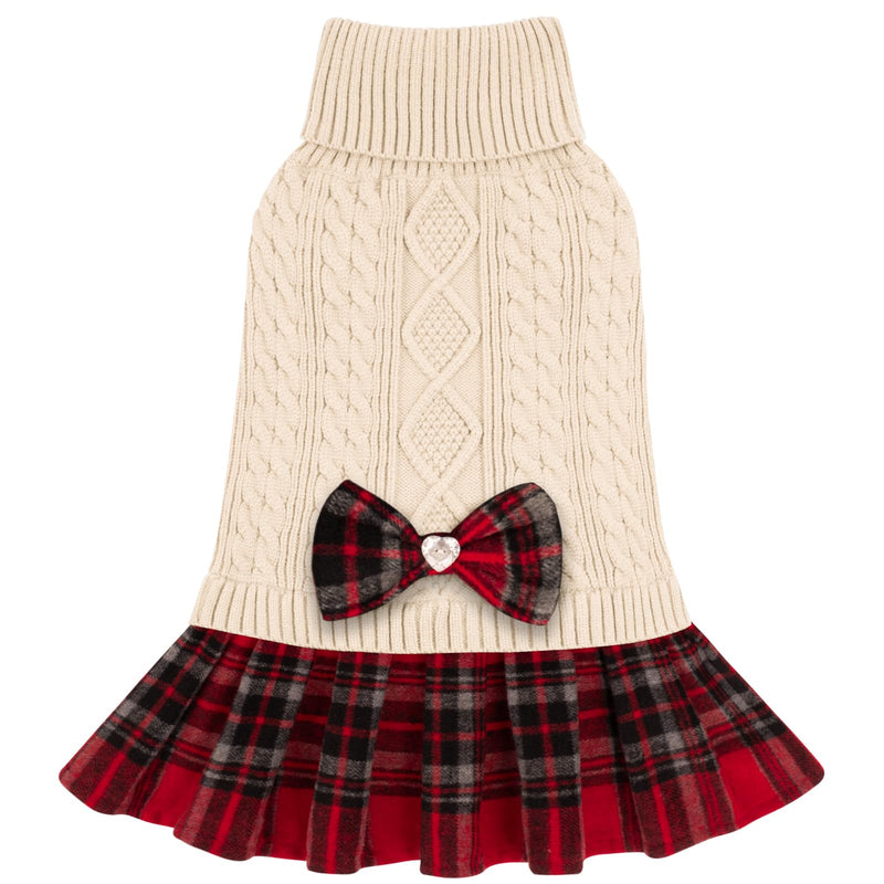 KYEESE Dog Sweater Knitwear Dog Sweaters for Small Dogs Girl Soft Turtleneck Pet Sweater Dress Thick Dogs Clothes with Bowtie Stretchy Cat Sweaters Warm Pullover Pet Coats for Cold Weather Winter