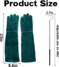 Surfante Animal Handling Gloves Bite Proof with 40inch Collapsible Snake Hook,Suitable for Falcon Dog Cat Bird Reptile Snake