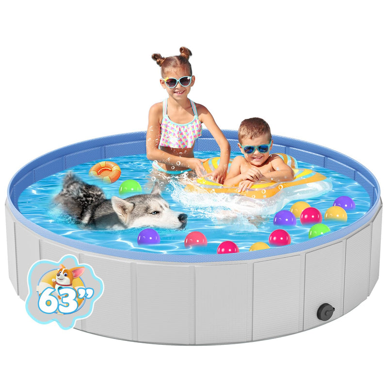 YSJILIDE Portable Dog Pool PVC Pet Swimming Pool Bathtub Collapsible Dog Pool, Hard Plastic Pool for Pets to Swim and Bath (XL-63
