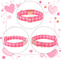 Babole Pet Pink Checkerboard Dog Collar, Classic Girly Plaid Dog Collars, Adjustable Heavy Duty Girl Dogs Collar for Small Medium Large Dogs with Metal Buckle M