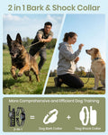 2-in-1 Bark Shock Collar 2 Pack - Smart Anti Barking Dog Training Collar with Beep/Vibration/Shock/Anti Bark 4 Modes, 33