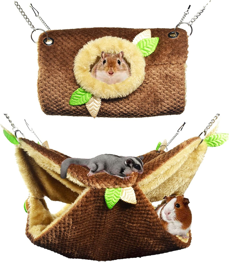 Small Animal Hammock, Hamster Hanging Bunkbed Hammock & Tunnel Warm Bed House Cage Nest Cage Hanging Tunnel and Hammock 