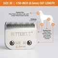 Geib Buttercut Detachable Replacement Dog Clipper Blade - Size-30, Stainless Steel Long-Lasting Sharp Edges, 1/50-Inch Length, Compatible with Andis A5, Oster A5, Wahl KM10, Size-30 Dog Grooming Blade