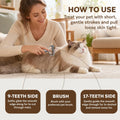 PAWSHOLIC Undercoat Rake for Dogs - Professional Pet Shedding Dematting Comb with Wood Handle, Stainless Steel Blades for Pet Cats Dogs Matted Hair Tangles Removing