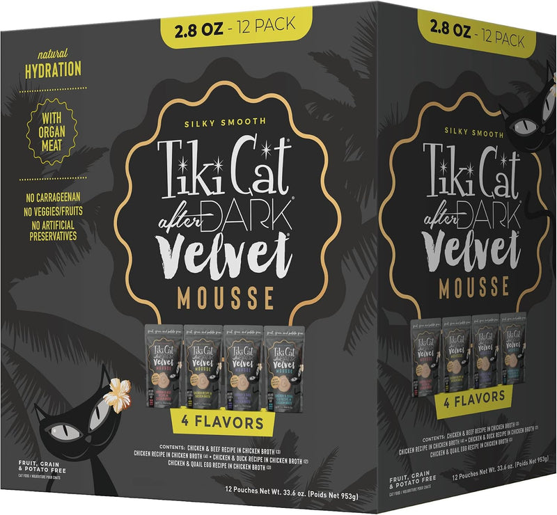 Tiki Cat After Dark Velvet Mousse Cat Food, Variety Pack, 2.8oz, 12ct