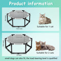 Tresbro Elevated Cat Hammock Bed, Hexagon Raised Cat Swing Bed for Indoor and Outdoor Use with Breathable Fabric & Anti-Slip Block, 20.5'' x 18'' x 9.4'' Pet Chair for Large to Small Kitty Cot