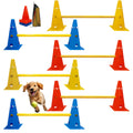 GeerDuo Dog Agility Hurdle Cone Set, Dog Agility Backyard Set Include Height cossbar Agility Rods, Dog Agility Equipment for Rehabilitation & Beginners(Blue+Orange+Yellow)