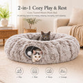 LUCKITTY Warm Fluffy Plush Cat Tunnel Bed Under Christmas Tree Big Tube Playground Toys 3 FT Diameter Longer Crinkle Collapsible 3 Way, for Indoor Cat Kitty Kitten Puppy Rabbit Ferret Brown