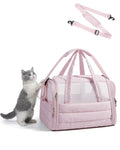 BAGSMART Cat Carrier: Soft-Sided Pet Carrier for Small Medium Cats Dogs Puppy Quilted Collapsible Puffy Travel Bag Up to 20 Lbs Pink