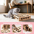 【Large&Thicken Oak 】Cat Nail File Scratcher Puzzle Box,High-Density Furniture Grade Oak,Porous Design,Stimulate Cat Expl