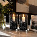 ARSUK Flat Marbles Black Vase Filler Glass Pebbles – Decorative Glass Beads for Vases, Gems, Rocks, Stones, Crafts, Tabl