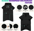 Dog Raincoat, Waterproof Dog Rain Jacket with Hood Black 2XL