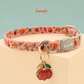 Breakaway Cat Collar with Bell, Fall Pumpkin and Maple Leaf Autumn Print, Adjustable, 2 Pack