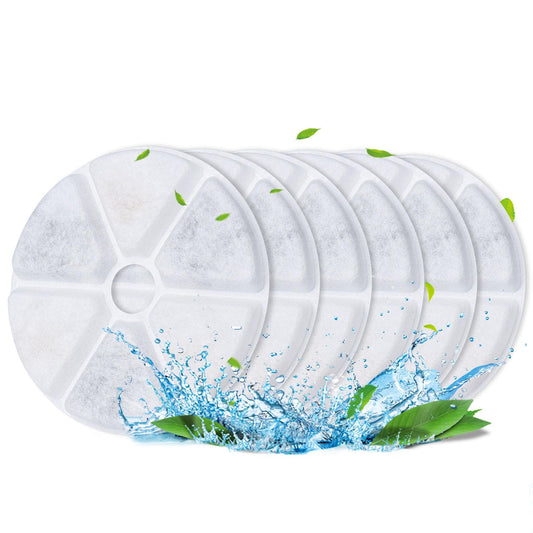 BOORCA Cat Water Fountain Filters, 6 Pieces Triple Filtration System Replacement Filter Fit for 84oz/2.5L Cat Pet Fountain, 6 Filtration System and 2 Pre-Filter Sponges