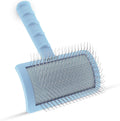 LBMBAIC Slicker Brush for Poodles and Goldendoodles - Curved Brush for Thick, Fluffy, Shedding Fur on Dogs and Cats - Soft, Gentle Pins for Grooming (Blue)