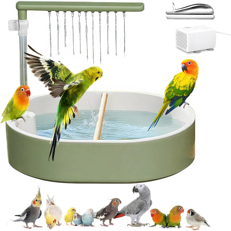 Parrot Bathtub Bird Automatic Bath Shower,Large Bird Shower Fountain Indoor Bathtub with Running Water, Contains USB and