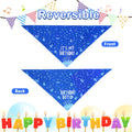 Agroon Dog Birthday Bandana Blue Boy XLarge 1PCS, Durable Triangle Reversible Scarf Bibs Handkerchief for Puppy Pet