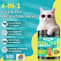 Flea and Tick Prevention Chews Bundle for Cats & Dogs, Natural Oral Flea Treatment, 200 Dog Soft Chews + 500 Cat Crunchy