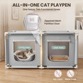 2-in-1 Cat Playpen Indoor Enclosure with Litter Areas 47"x24"x24"