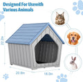 Fancyango Small Dog House Outdoor Indoor, Durable Plastic Waterproof Doghouse with Air Vents and Elevated Floor, Easy Clean and Assemble (Blue, 23.5" L×22.5" W×