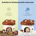 BUCATSTATE Hamster Hideout Ceramic, Mushroom Shape Hamster House and Habitats Cool Bed Ideal for All Season Dwarf Hamste