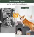 Large Cat & Small Dog House Soft Indoor (Int 22x20x18in/Ext 24x22x24in) for Ragdolls, Small French Bulldog, Welsh Corgi, Mini Schnauzer, Small Pet House with Soft Cushion, Oxford Fabric, Gray