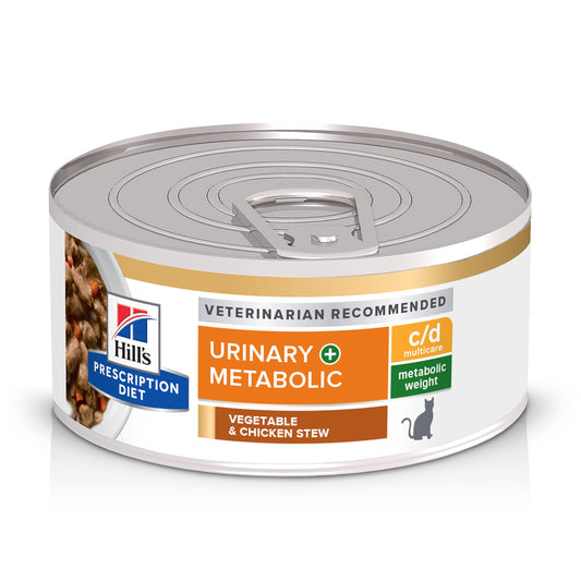Hill's Prescription Diet c/d Multicare + Metabolic Wet Cat Food, Vegetable & Chicken Stew, 2.9 oz. Cans, 24-Pack