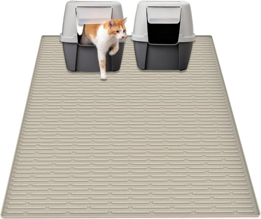 Ultibe 40"x30"(100cmx75cm) Extra Large Silicone Cat Litter Mat, XXL Litter Trapping Mat for Under Litter Box, Non-Slip W