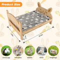 Large Wooden Rabbit Bed, 2-in-1 Bunny Bed with Gray Star Mat