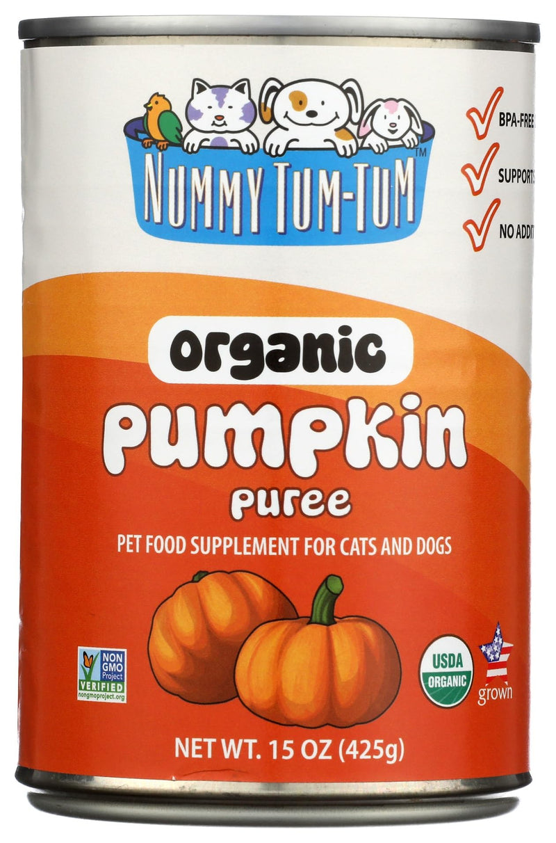 Nummy Tum Tum Organic Pumpkin For Dogs & Cats, 15 Ounce (Pack of 12)