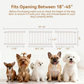 Fldofaves Dog Gate - 18"-45" Adjustable Extra Wide Metal Baby Gate to Step Over, 10" Tall Small Pet Gate with 3 Extensio