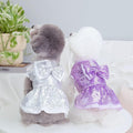 Tangpan Sequins Bow-Knot Pet Dance Dress Dog Christmas Party Dress (Purple, L)