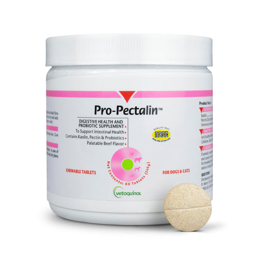 Vetoquinol Pro-Pectalin - Supports Digestive System & Stool Firmness for Dogs & Cats - Chewable Probiotic Supplement for Intestinal Support - For All Breeds - 60 Count