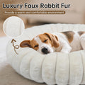Vhen When Donut Dog and Cat Bed, Luxurious Comfortable Faux Rabbit Fur Pet Beds, Round Anti-Anxiety Calming Puppy Kitten Bed with Anti-Slip Bottom for Small Medium Dogs & Cats(20", White)