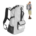FOXFOCUS Dog Backpack Carrier for Medium Dogs - 4-Layer Protection, Under 30 lb, Waterproof, Adjustable Dog Hiking Backpack with Storage Pockets, Reflective Strips, Non-Slip Handle for Travel - Grey