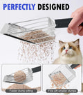Faoemsey Cat Litter Scoop,Solid and Durable Kitty Metal Scooper,Stainless Steel Sifter,Heavy Duty,for Litter Box,Black Rubber Handle,Included Stainless Steel Hook