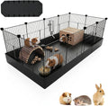 PAWING 12 Panels Small Animal Playpen with Waterproof Mat - Durable Metal Wire Yard Fence for Guinea Pigs, Kittens, Hams
