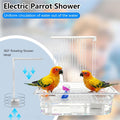 Parakeet Bird Bath with Pump,Large Automatic Parrot Bathtub Shower Fountain