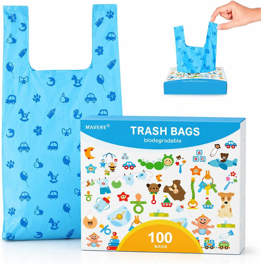 Odor Sealing Cat Litter Poop Clump Pick-Up Bags with Handles Scoop Tie Bags Dog Waste Bag, Leak Proof Pet Disposal, Unsc