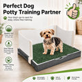 Oneluck Dog Litter Box with Grass pad，3 Leak-Proof Walls,30" x 22" Indoor Puppy Pee Pad Holder,Protection Wall Every Sid