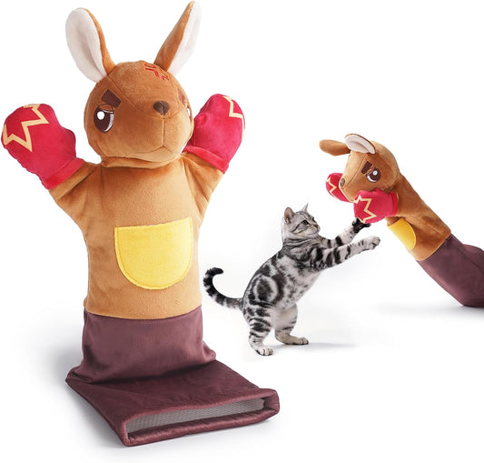 Cat Wrestling Glove, 22 inch Cat Puppet Wrestler with 5 Catnip Pouches & 3 Layer Resistant Protection, Interactive Cat Toy with Treat Pocket for Boredom Relief