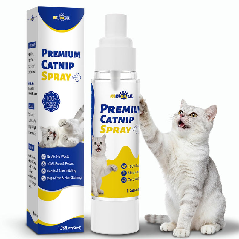 Ninibabie Catnip Spray for Indoor Cats,All Natural Cat Nip Liquid in Airless Spray Bottle for Lasting Freshness,Mess-Free Training Aid to Renew Toys & Reduce Scratching 1.76 fl oz